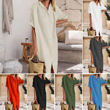 Load image into Gallery viewer, Cotton Linen Long Button Skirt
