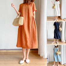 Load image into Gallery viewer, Simple Solid Color Short Sleeve Dress
