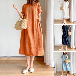 Simple Solid Color Short Sleeve Dress