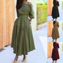 Load image into Gallery viewer, Curb Waist Temperament Solid Color Dress
