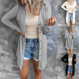 Casual Solid Color Long Sleeve Cardigan