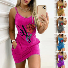 Load image into Gallery viewer, Printed Pocket Slim Dress Slip Dress
