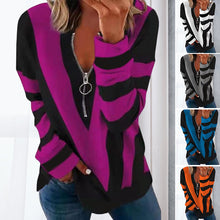 Load image into Gallery viewer, Zip V-neck Long Sleeve T-Shirt
