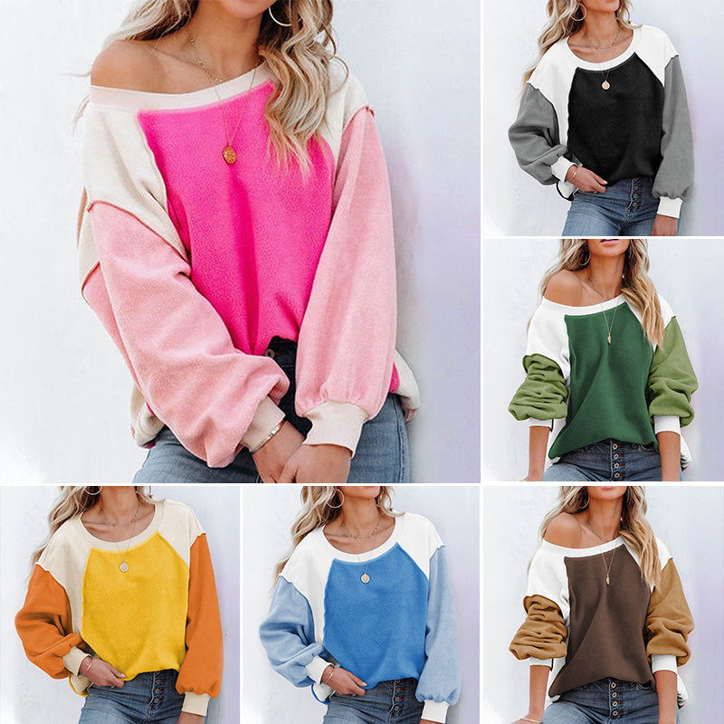 Plush Contrast Pullover Top