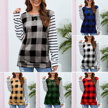 Load image into Gallery viewer, Plaid Stripe Crew Neck Sweatshirt

