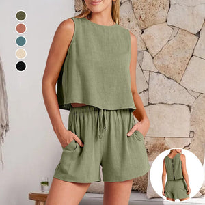 Sleeveless Top Shorts Two Piece Set