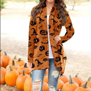 Halloween Printed Long Sleeve Knit Cardigan