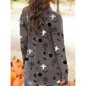 Halloween Printed Long Sleeve Knit Cardigan