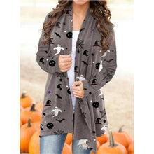 Load image into Gallery viewer, Halloween Printed Long Sleeve Knit Cardigan
