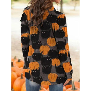 Halloween Printed Long Sleeve Knit Cardigan