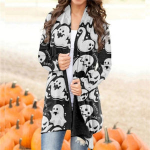 Halloween Printed Long Sleeve Knit Cardigan