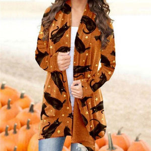 Halloween Printed Long Sleeve Knit Cardigan