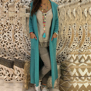 Hooded  Knitted Long Cardigan Outwear