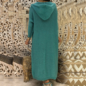 Hooded  Knitted Long Cardigan Outwear