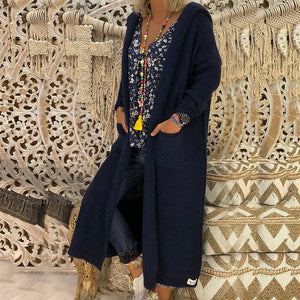 Hooded  Knitted Long Cardigan Outwear