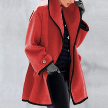 Load image into Gallery viewer, Hooded Color Block Woolen Coat

