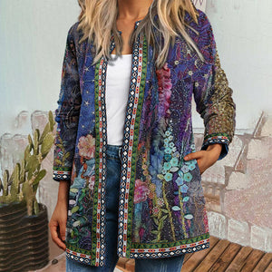 Printed Loose Long Sleeve Cardigan Jacket