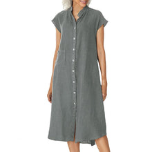 Load image into Gallery viewer, Women&#39;s Button-down Cotton Linen Loose Dress
