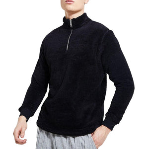 Mens Fuzzy Sherpa Pullover Long Sleeve Fleece Sweatshirts