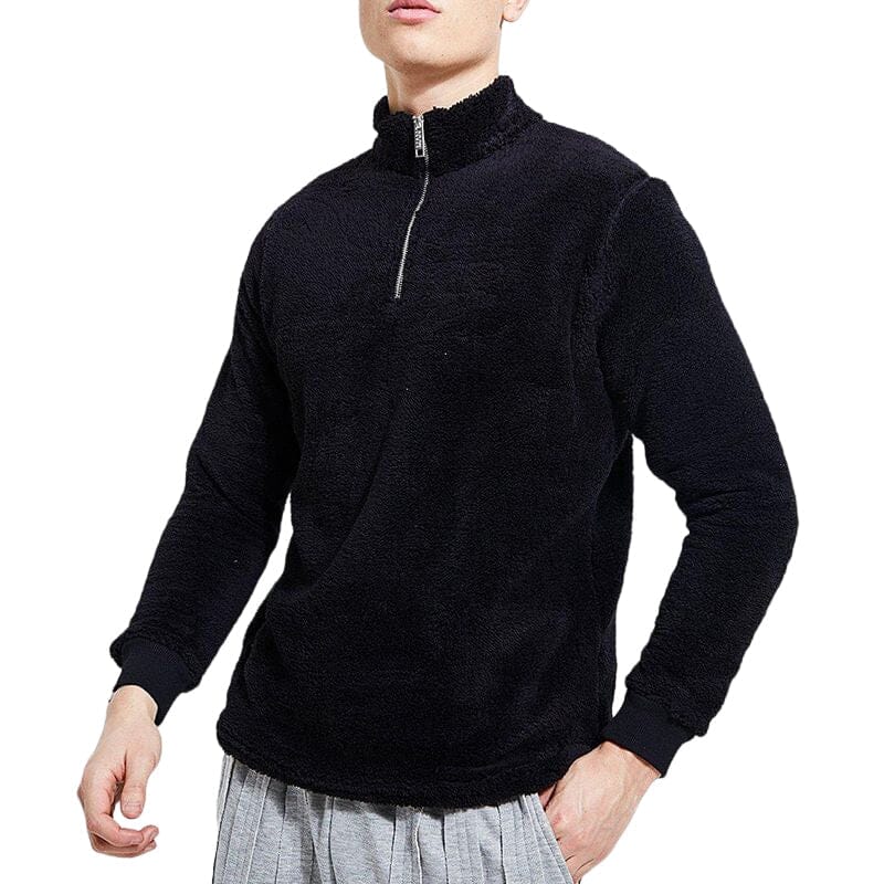 Mens Fuzzy Sherpa Pullover Long Sleeve Fleece Sweatshirts
