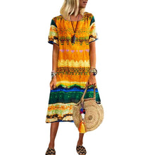 Load image into Gallery viewer, Vintage Ethnic Print Round Neck Dress
