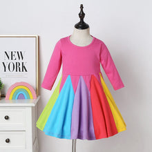 Load image into Gallery viewer, Round Neck Spelling Color Rainbow Princess Dress

