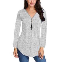 Load image into Gallery viewer, Fringed Zip Long Sleeve T-Shirt
