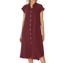 Load image into Gallery viewer, Women&#39;s Button-down Cotton Linen Loose Dress
