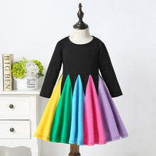 Load image into Gallery viewer, Round Neck Spelling Color Rainbow Princess Dress
