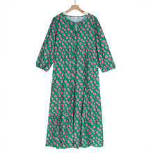 Load image into Gallery viewer, Boho Puff Sleeve Maxi Loose Dress
