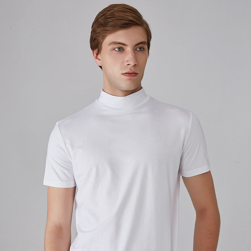 Men's Slim Fit T-shirt with a Stand-up Collar