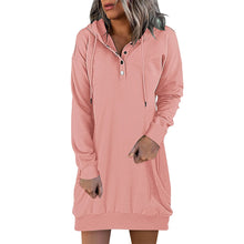 Load image into Gallery viewer, Solid Color Mid-length Hooded Sweater
