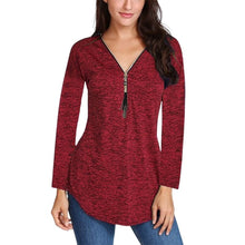 Load image into Gallery viewer, Fringed Zip Long Sleeve T-Shirt

