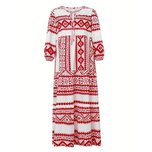 Boho Puff Sleeve Maxi Loose Dress