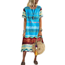 Load image into Gallery viewer, Vintage Ethnic Print Round Neck Dress
