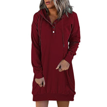 Load image into Gallery viewer, Solid Color Mid-length Hooded Sweater
