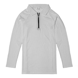 Men's Muscle T Shirts Long Sleeve Quarter Zip Polo Shirts