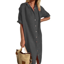 Load image into Gallery viewer, Cotton Linen Long Button Skirt
