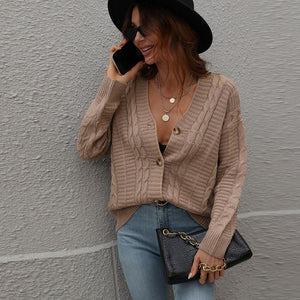 Solid Color Button Cardigan