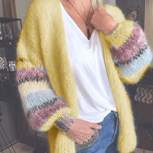 Load image into Gallery viewer, Striped Color Block Knit Cardigan
