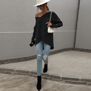 V-neck Backless Sweater