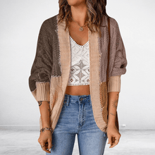 Load image into Gallery viewer, Women&#39;s Color Block Knit Cardigan Sweater
