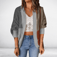 Load image into Gallery viewer, Women&#39;s Color Block Knit Cardigan Sweater
