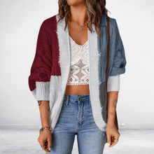Load image into Gallery viewer, Women&#39;s Color Block Knit Cardigan Sweater
