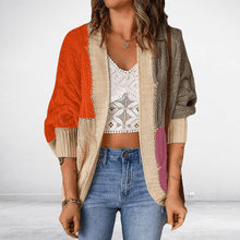 Load image into Gallery viewer, Women&#39;s Color Block Knit Cardigan Sweater
