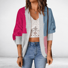 Load image into Gallery viewer, Women&#39;s Color Block Knit Cardigan Sweater
