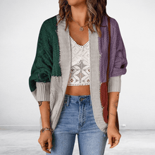 Load image into Gallery viewer, Women&#39;s Color Block Knit Cardigan Sweater
